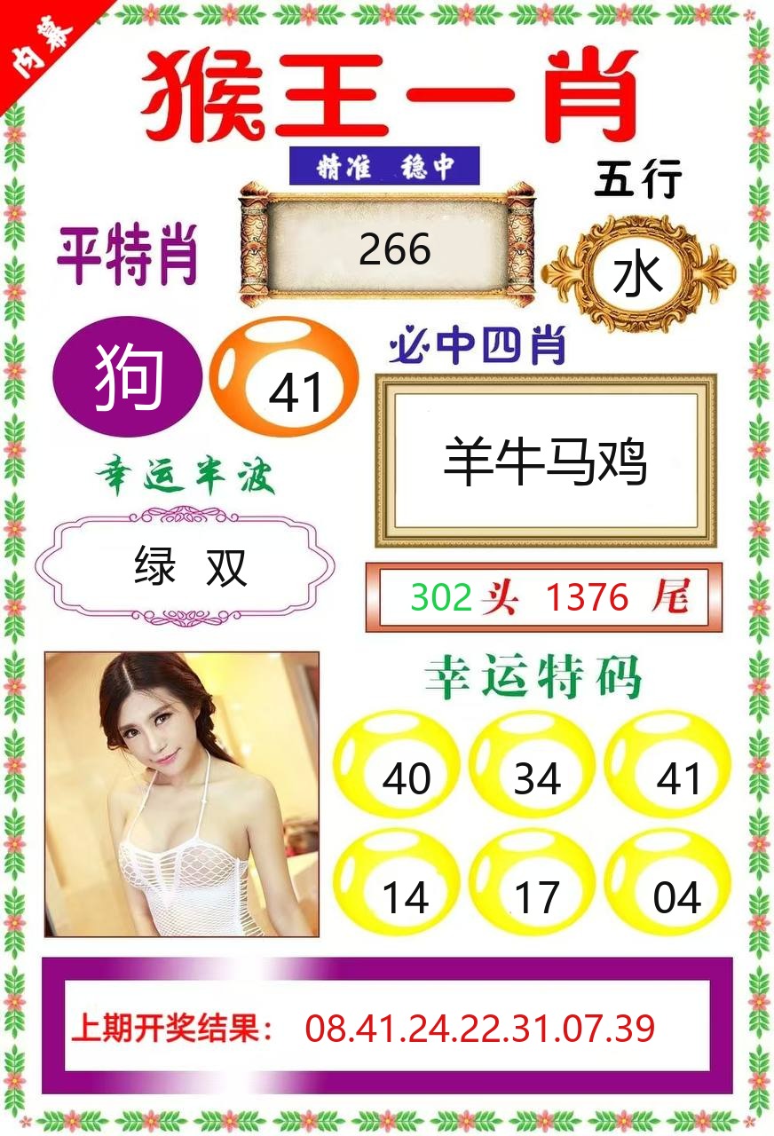 澳门新新彩猴王一肖资料图